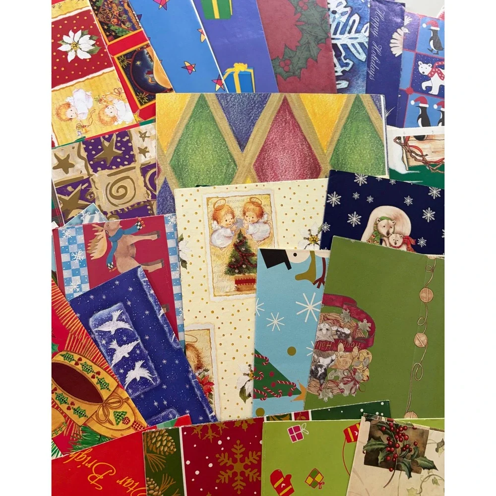 Vintage Christmas Gift Wrap Lot 34 Sheets Holiday Sally Foster Era 80s 90s Mixed